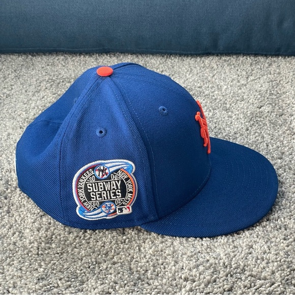 New Era New York Mets Fitted Hat 2000Subway Series patch Icy Blue UV Size 7 1/4 - Picture 6 of 10